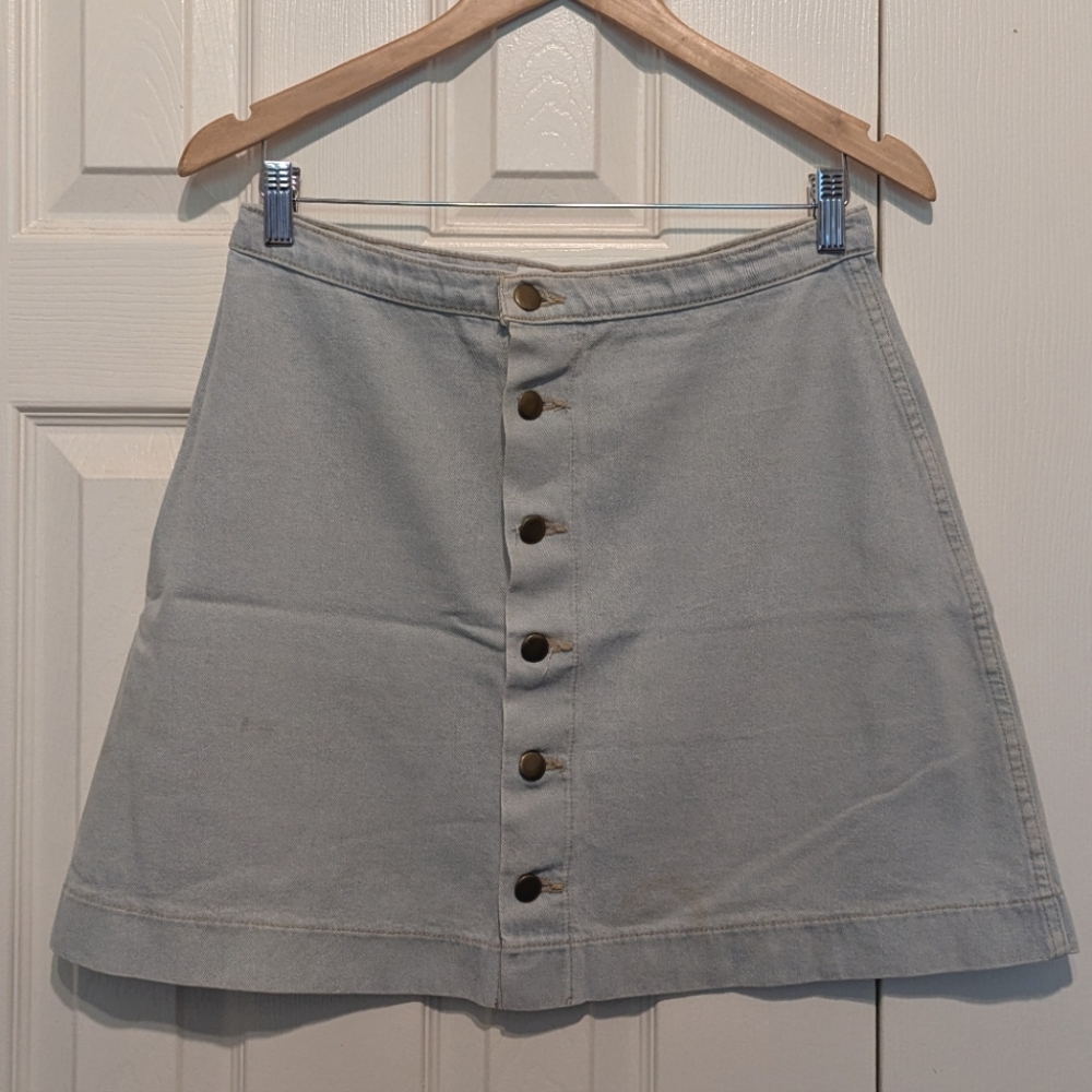 American Apparel Denim Button-Front Mini Skirt